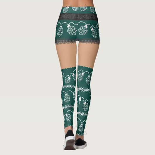 RPG Lights Grün | Retro Ugly Sweater Medium Skater Leggings (Rückseite)