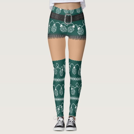 RPG Lights Grün | Retro Ugly Sweater Medium Skater Leggings (Vorderseite)