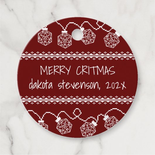 RPG Lights Red | Fantasy Tabletop Retro Gamer Dice Geschenkanhänger (Vorderseite)