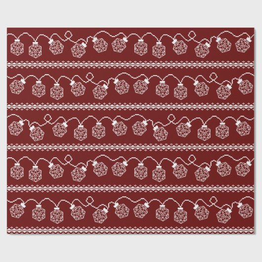 RPG Lights Red | Fantasy Tabletop Retro Gamer Dice Geschenkpapier (Flach)