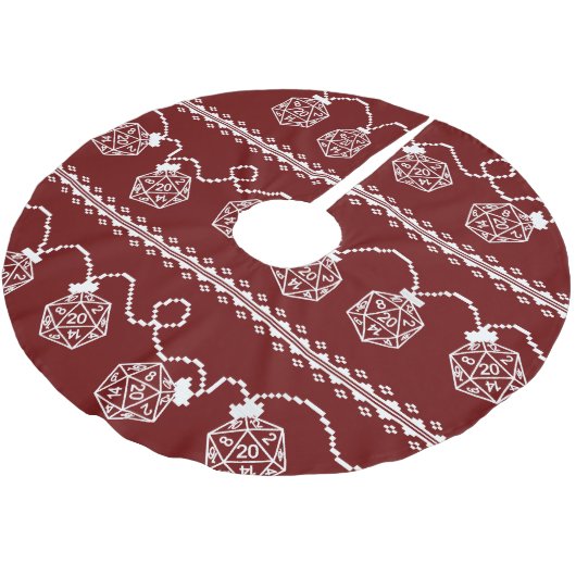 RPG Lights Red | Fantasy Tabletop Retro Gamer Dice Polyester Weihnachtsbaumdecke (Schrägansicht)