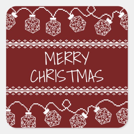 RPG Lights Red | Fantasy Tabletop Retro Gamer Dice Quadratischer Aufkleber (Vorderseite)