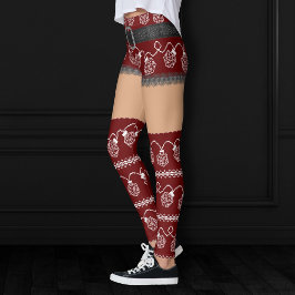 RPG Lights Red | Retro Ugly Sweater Medium Skater Leggings