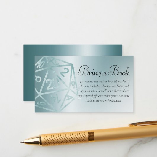 RPG Luxe | Aqua Fantasy Tabletop Gamer Baby Book Begleitkarte (Vorderseite/Rückseite Beispiel)