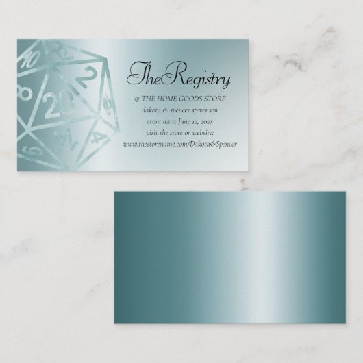 RPG Luxe | Aqua Fantasy Tabletop Gamer Registry Begleitkarte (Vorne/Hinten)
