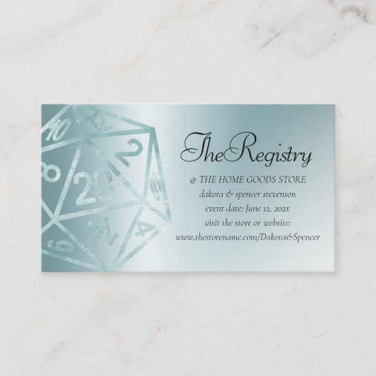 RPG Luxe | Aqua Fantasy Tabletop Gamer Registry Begleitkarte (Vorderseite)