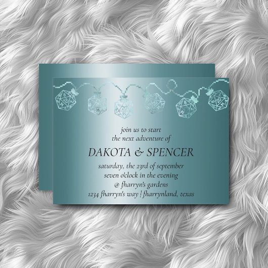 RPG Luxe | Aqua Sheen Tabletop Gamer Dice Lights Einladung