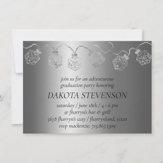 RPG Luxe | Fantasy Tabletop PnP Gamer Dice Lights Einladung (Vorderseite)