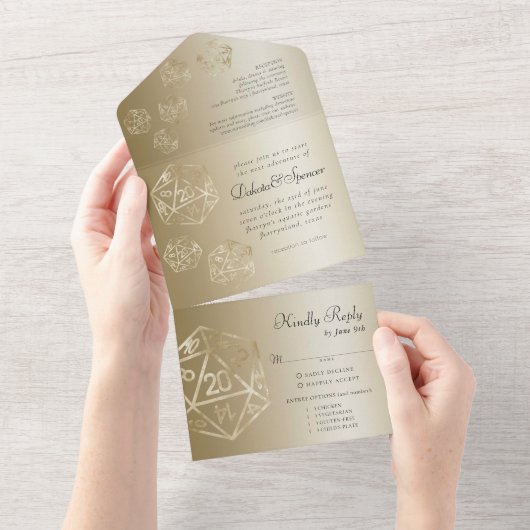 RPG Luxe | Gold Fantasy Tabletop PnP Gamer Entree All In One Einladung (Abreißen)