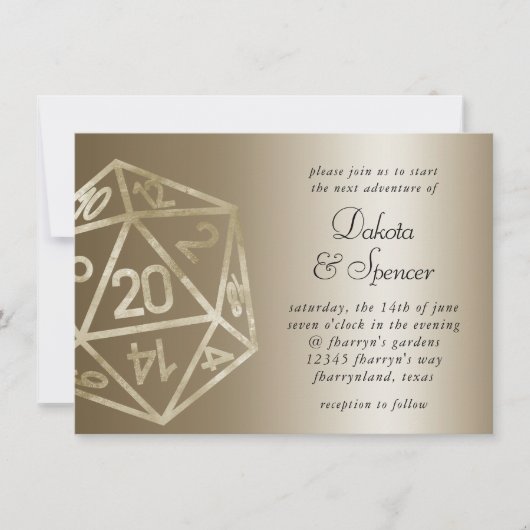 RPG Luxe | Gold Sheen Tabletop Role Player Dice Einladung (Vorderseite)