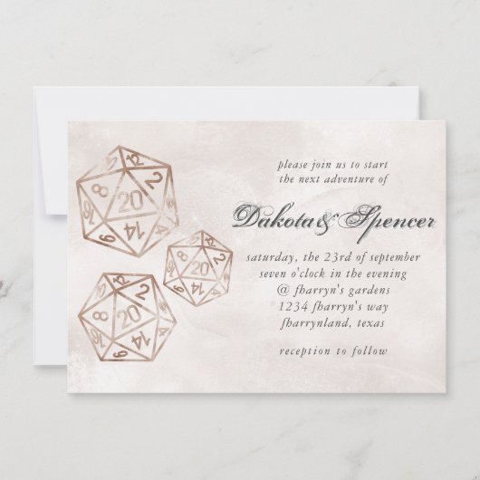 RPG Luxe | Kupfer Rauchtablette Retro Gamer Dice Einladung (Vorderseite)