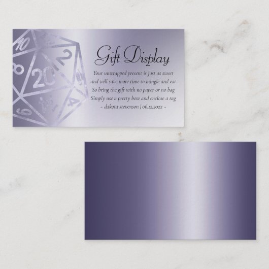 RPG Luxe | Lila Fantasy Tabletop Gamer Event Begleitkarte (Vorne/Hinten)