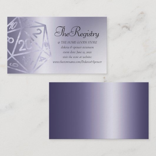 RPG Luxe | Lila Fantasy Tabletop Gamer Registry Begleitkarte (Vorne/Hinten)