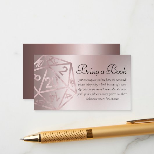 RPG Luxe | Mauve Fantasy Tabletop Gamer Dice Book Begleitkarte (Vorderseite/Rückseite Beispiel)