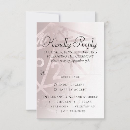 RPG Luxe | Mauve Fantasy Tabletop Gamer Entree RSVP Karte (Vorderseite)