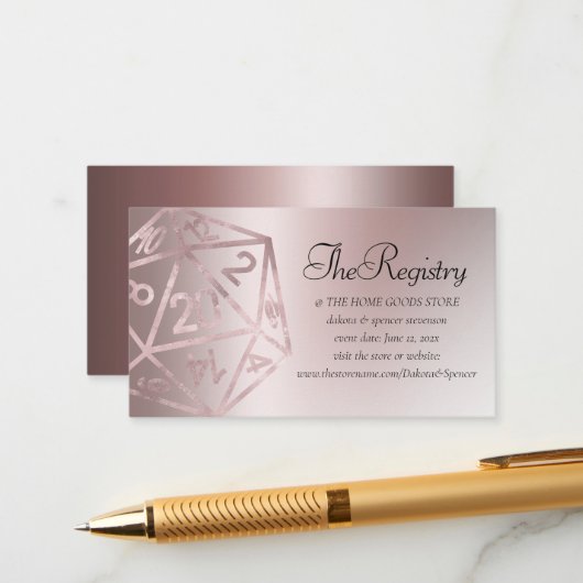 RPG Luxe | Mauve Fantasy Tabletop Gamer Registry Begleitkarte (Vorderseite/Rückseite Beispiel)