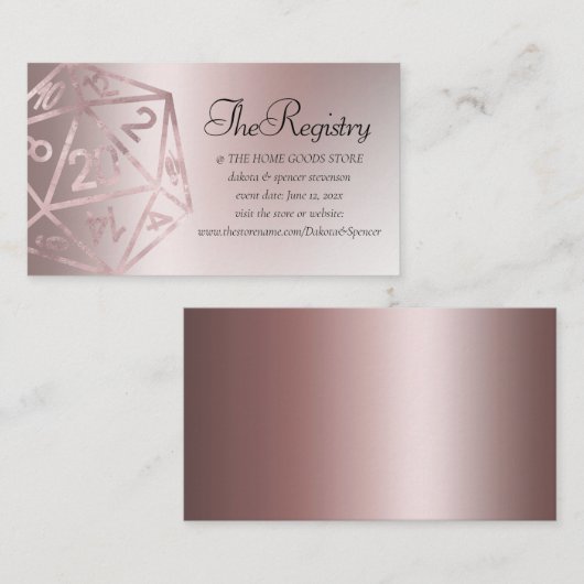 RPG Luxe | Mauve Fantasy Tabletop Gamer Registry Begleitkarte (Vorne/Hinten)
