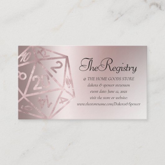 RPG Luxe | Mauve Fantasy Tabletop Gamer Registry Begleitkarte (Vorderseite)