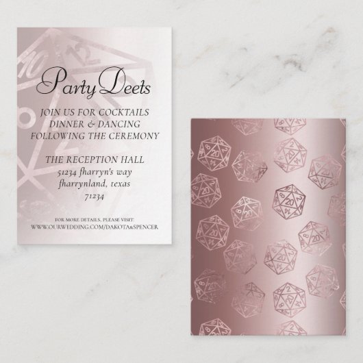 RPG Luxe | Mauve Sheen Fantasy Tabletop Gamer Dice Begleitkarte (Vorne/Hinten)