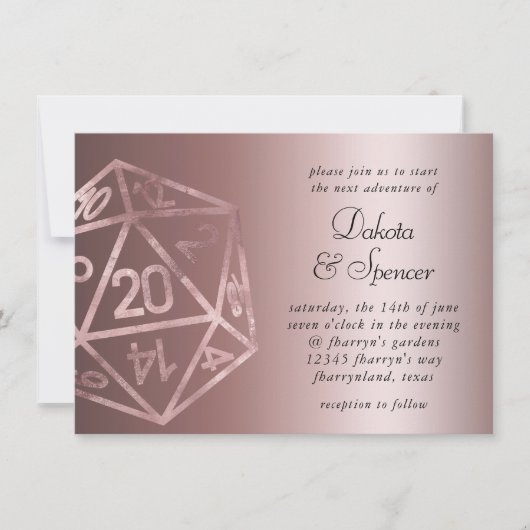 RPG Luxe | Mauve Sheen Tabletop Role Player Dice Einladung (Vorderseite)