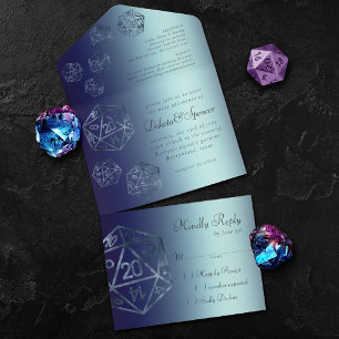 RPG Luxe   Navy Sheen Fantasy Tabletop Gamer Dice All In One Einladung