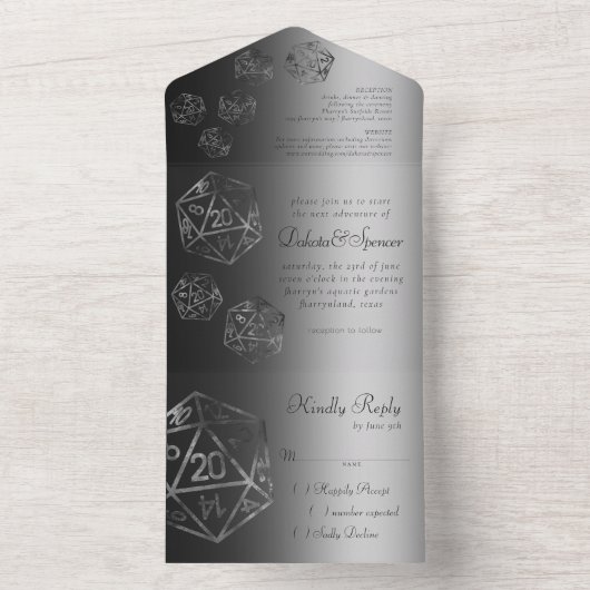 RPG Luxe | Onyx Sheen Fantasy Tabletop Gamer Dice All In One Einladung (Innen Boden)