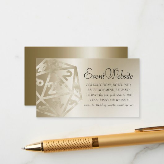 RPG Luxe | Website von Gold Fantasy Tabletop Gamer Begleitkarte (Vorderseite/Rückseite Beispiel)