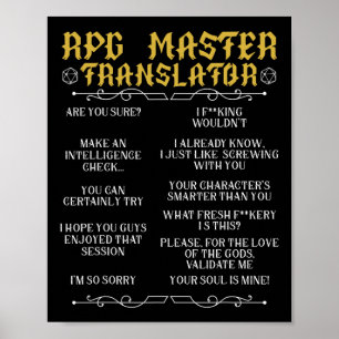 Rpg Master Übersetzer D20 Tabletop Spiele Lustiges Poster