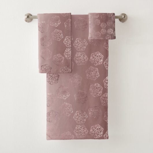 RPG Pattern | Mauve Luxury Sheen Roleplayer Dice Badhandtuch Set (Insitu)