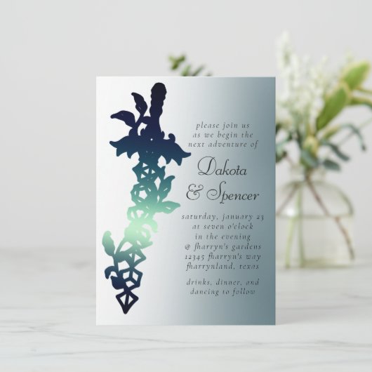 RPG-Schwert | Aquamarin Fantasy Tabletop PnP Gamer Einladung (Stehend Vorderseite)