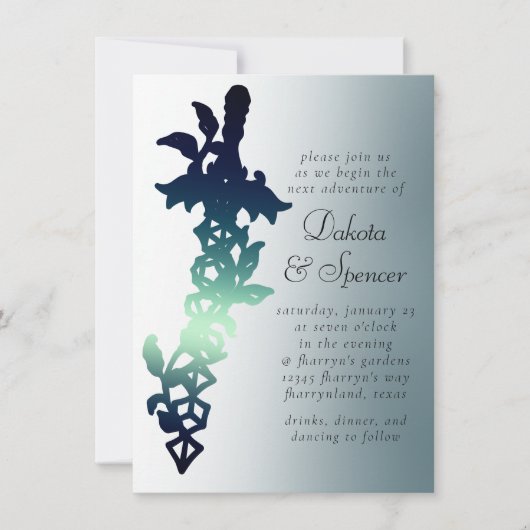 RPG-Schwert | Aquamarin Fantasy Tabletop PnP Gamer Einladung (Vorderseite)