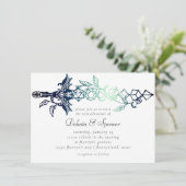 RPG-Schwert | Aquamarin Sheen Fantasy Tabletop Gam Einladung (Stehend Vorderseite)