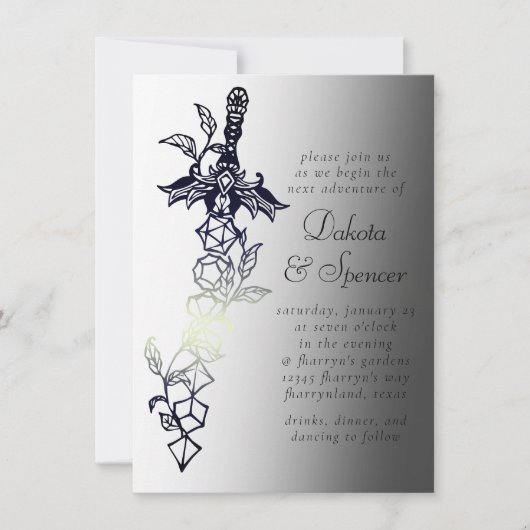 RPG-Schwert | Classic Fantasy Tabletop Gamer Dice Einladung (Vorderseite)