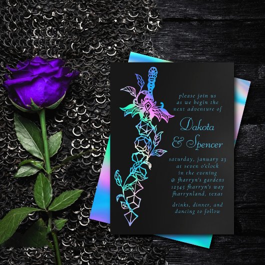 RPG-Schwert | Holo Sheen Fantasy Tabletop Gamer Di Einladung