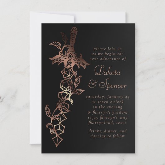 RPG-Schwert | Kupfer Fantasy Tabletop Gamer Dice Einladung (Vorderseite)