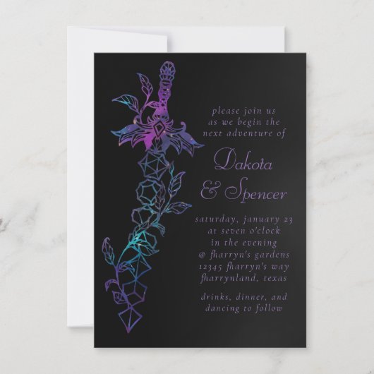 RPG-Schwert | Nebula Fantasy Tabletop Gamer Dice Einladung (Vorderseite)