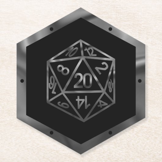 RPG Silver Dice | Fantasy PnP Tabletop Roleplayer Untersetzer (Vorderseite)
