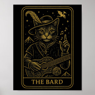 Rpg-Spieler Der Rd D20 Würfel Nerdy Geek Katze Män Poster