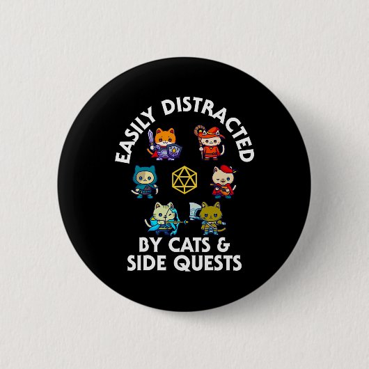 Rpg-Spieler-Katzen-Nebenquestorium-Lustiger-Nerd-A Button (Vorderseite)