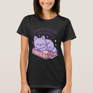 RPG-Spieler nerdige Katze schlafend D20-Würfel für T-Shirt