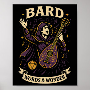 Rpg-Spieler Rd D20-Würfel Verrückt Geek Männer Fra Poster