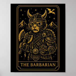 Rpg-Spieler Rrian D20 Würfel Verrückter Geek-Katze Poster