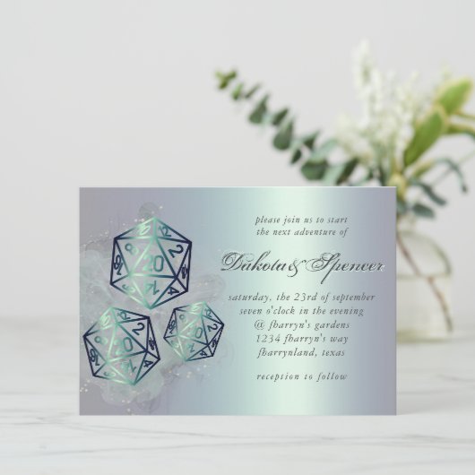 RPG-Splash | Aquamarin Sheen Fantasy Tabletop PnP Einladung (Stehend Vorderseite)