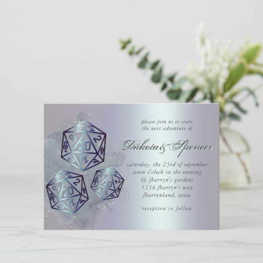 RPG-Splash | Navy Sheen Fantasy Tabletop PnP Gamer Einladung (Stehend Vorderseite)