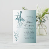 RPG Sword Luxe | Aquamarin Sheen Fantasy Tabletop Einladung (Stehend Vorderseite)