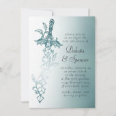 RPG Sword Luxe | Aquamarin Sheen Fantasy Tabletop Einladung (Vorderseite)