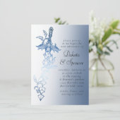 RPG Sword Luxe | Blue Sheen Fantasy Tabletop Gamer Einladung (Stehend Vorderseite)