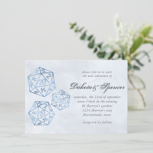 RPG Wird Blue Smoke Tabop Role Player Dice Einladung (Stehend Vorderseite)