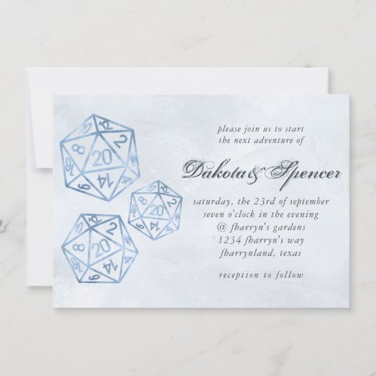 RPG Wird Blue Smoke Tabop Role Player Dice Einladung (Vorderseite)