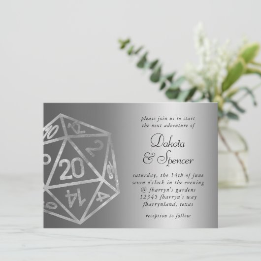 RPG Wird Retro Sheen Tabop Role Player Dice Einladung (Stehend Vorderseite)